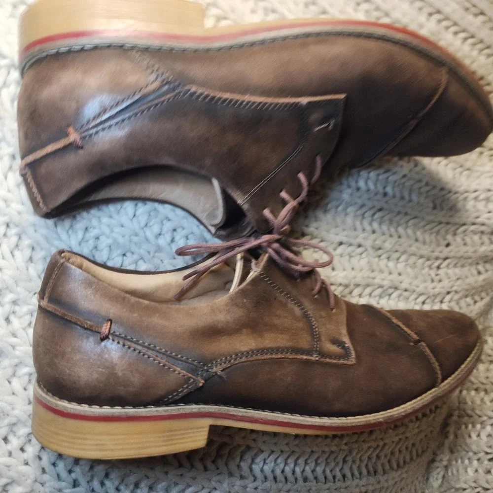 Joseph Abboud Men's Brown Leather Cap Toe Derby Dress Shoes Size 9.5D